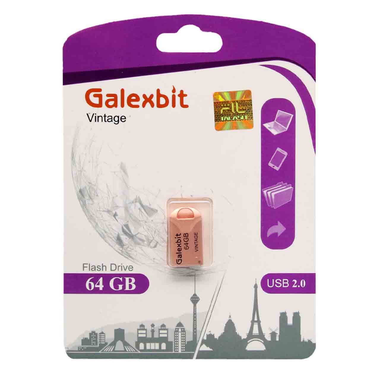 Galexbit Vintage USB2.0 Flash Memory-64GB (گارانتی تلاش) رزگلد