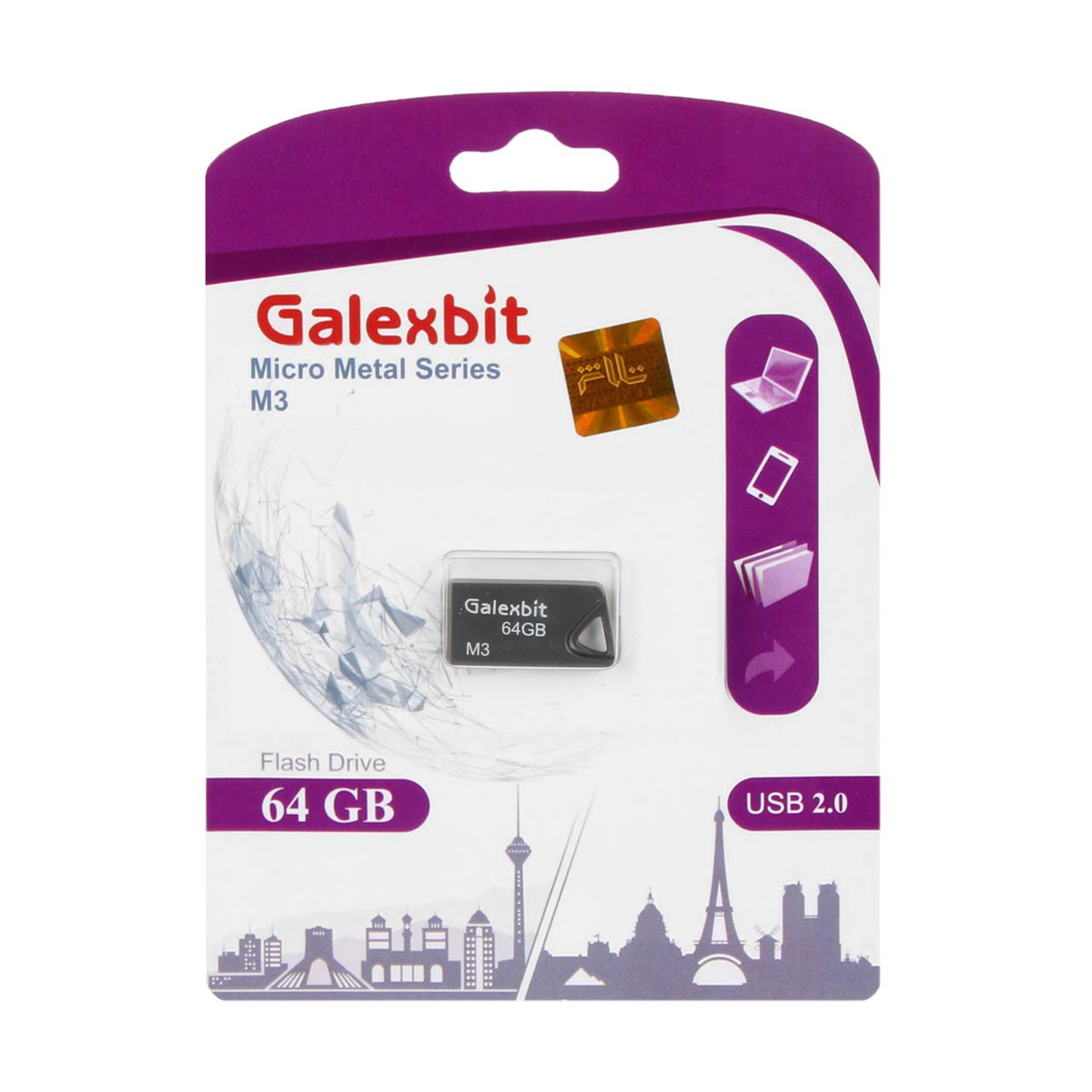 Galexbit Micro metal series M3 USB2.0 Flash Memory-64GB (گارانتی تلاش) مشکی